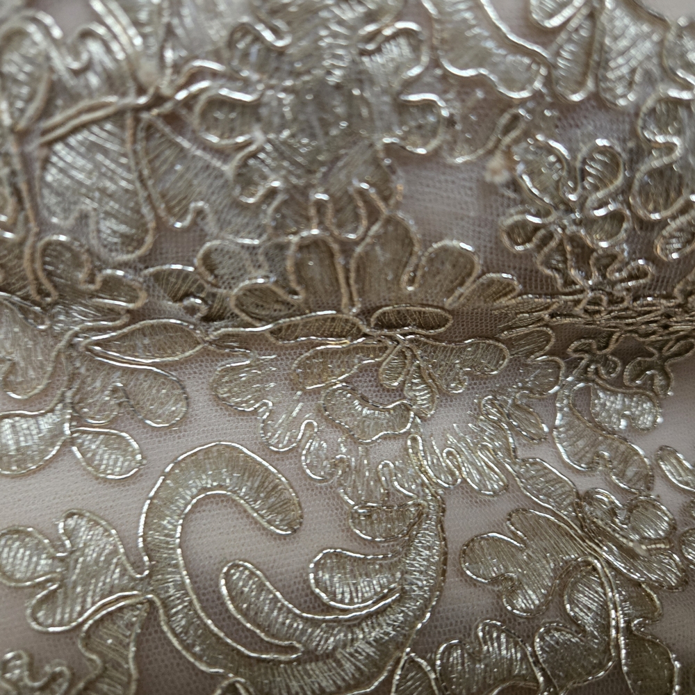 Gold Lace Maxi Evening Dress - Elegant V-Neck - Picture 6 of 12
